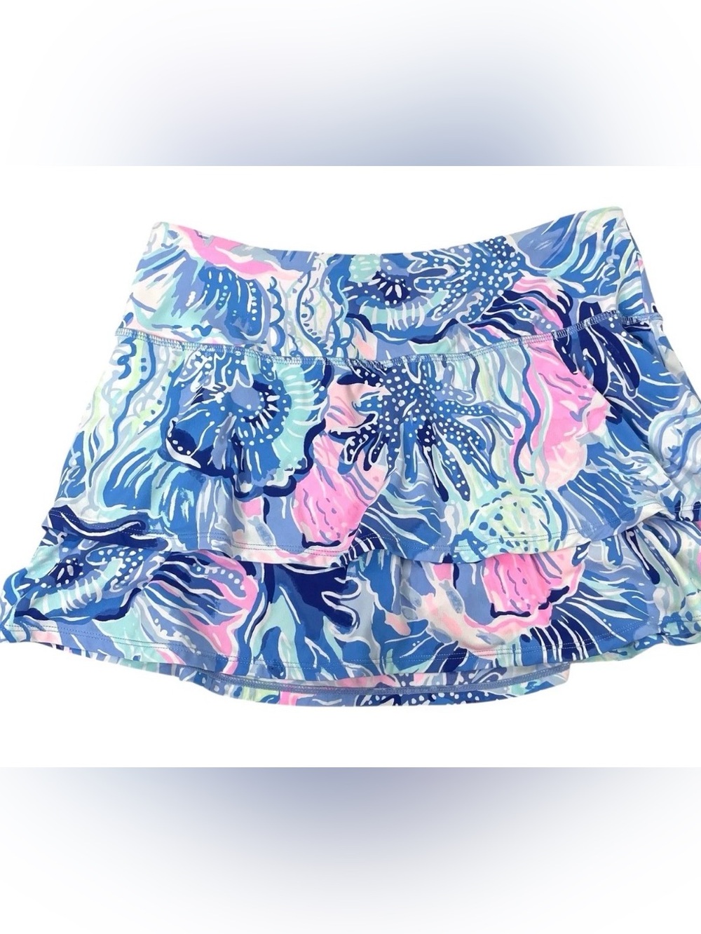 Lilly Pulitzer Adlai Luxletic Shade Seekers Beach Floral Tiered Mini Skort Large - Picture 2 of 8